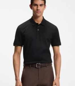 Hugo Boss Geometric-jacquard polo shirt in cotton