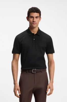 Hugo Boss Geometric-jacquard polo shirt in cotton