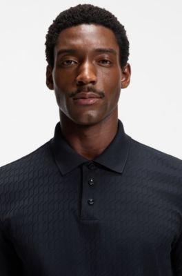 Hugo Boss Geometric-jacquard polo shirt in cotton - Image 12
