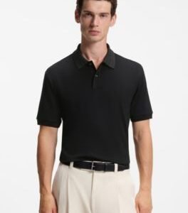 Hugo Boss Regular-fit polo shirt in cotton with patterned collar