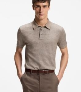 Hugo Boss Regular-fit polo shirt with micro mouliné finish