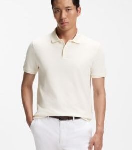 Hugo Boss Regular-fit polo shirt in cotton-silk jacquard